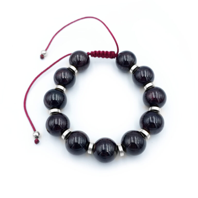 Βραχιόλι Macrame από Γρανάτη 13mm – Ο λίθος της αποφασιστικότητας