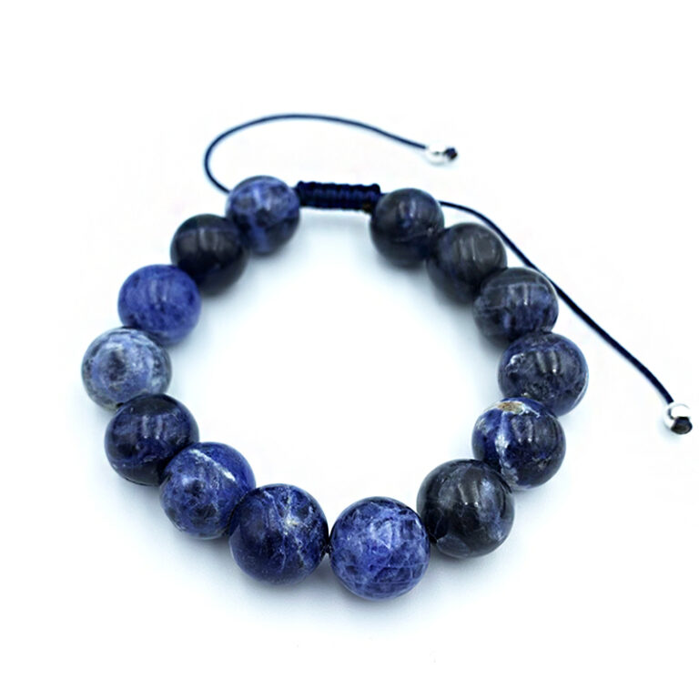 Βραχιόλι macrame Σοδαλίτης 12mm – Ο λίθος της εμπιστοσύνης