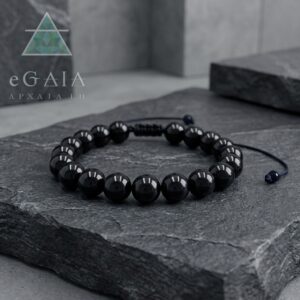 Βραχιόλι Macrame με Μαύρη Τουρμαλίνη 8mm eGAIA