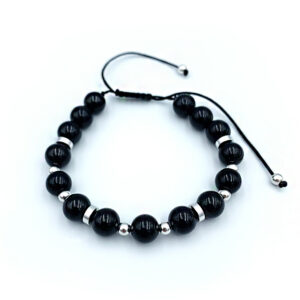 Βραχιόλι Macrame με Μαύρη Τουρμαλίνη 8mm- Ο λίθος της προστασίας