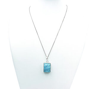 Μενταγιόν με Ακουαμαρίνα (Aquamarine 1,8 Χ 1,3cm) από ασήμι 925°