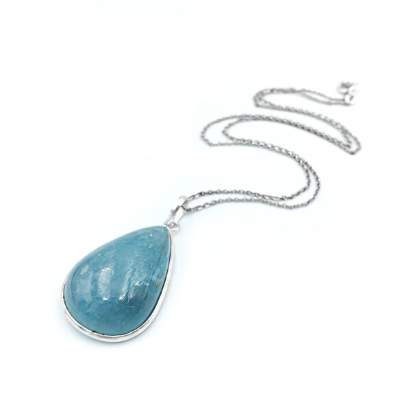 Μενταγιόν με Ακουαμαρίνα (Aquamarine οβάλ 3,1 Χ 2 cm) από ασήμι 925°