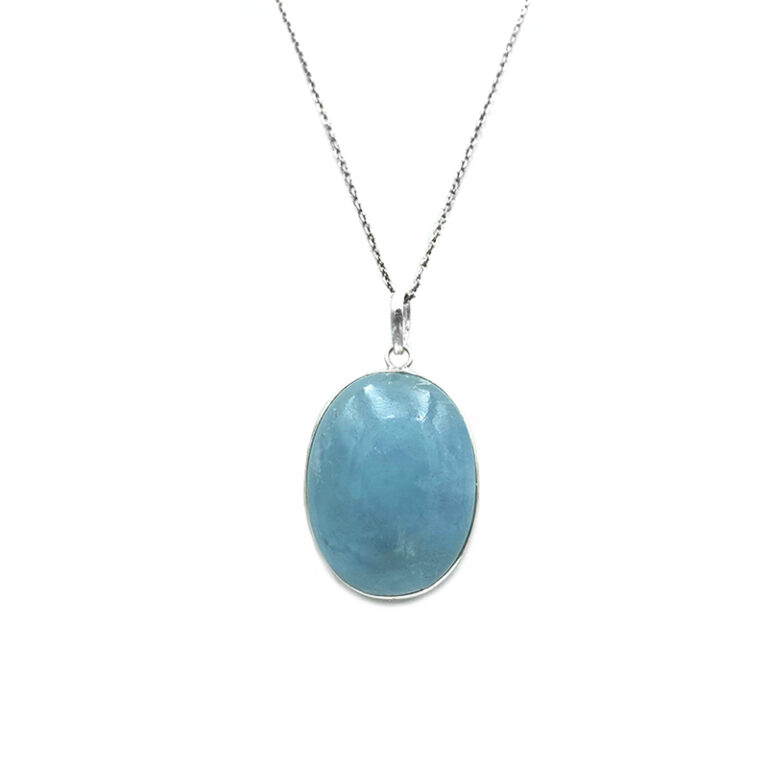 Μενταγιόν με Ακουαμαρίνα (Aquamarine οβάλ 3,3 Χ 2,5) από ασήμι 925°