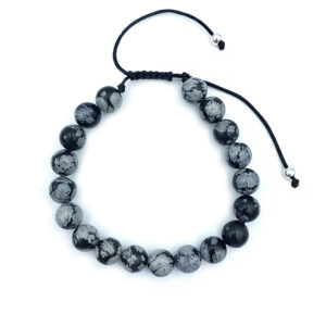 Βραχιόλι macrame Οψιδιανός χιονονιφάδα 8mm eGAIA.gr