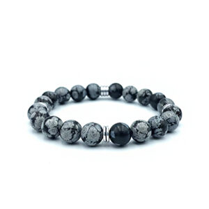 Bραχιόλι Οψιδιανός χιονονιφάδα (Snowflake) 8mm eGAIA.gr