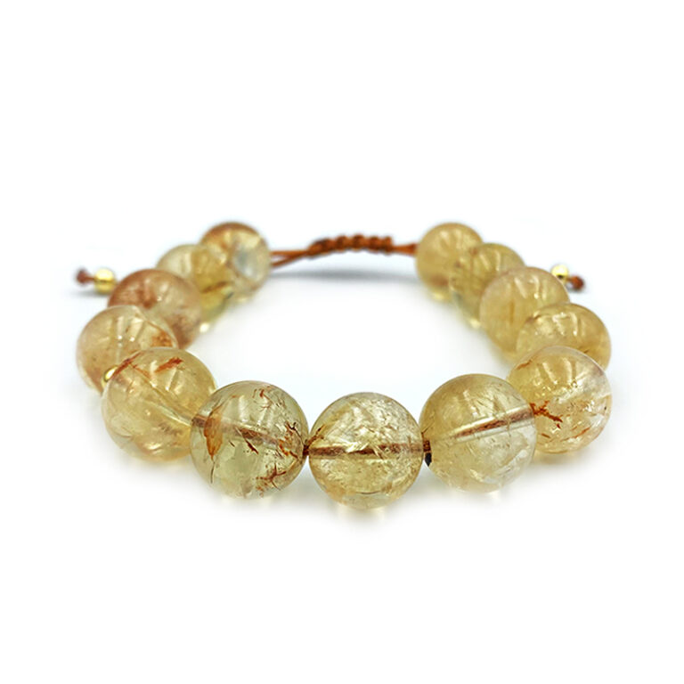 Βραχιόλι macrame Κιτρίνης (Citrine) 12mm – Ο λίθος του πλούτου και της ευημερίας