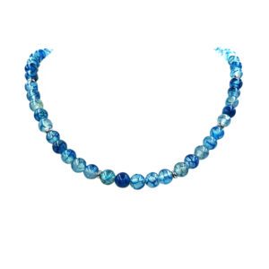 Χειροποίητο κολιέ Μπλε Αχάτης (light-blue) 8mm eGAIA.gr