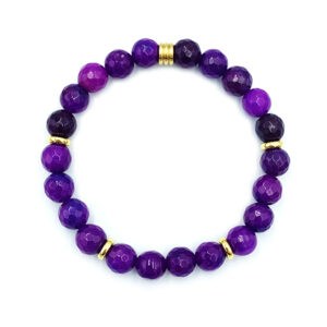 Χειροποίητο Βραχιόλι Μωβ Αχάτης 8mm (ταγέ) eGAIA.gr