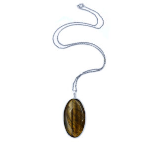 Χειροποίητο ασημένιο μενταγιόν Μάτι της Τίγρης (οβάλ) – Ο λίθος κατά της αρνητικότητας