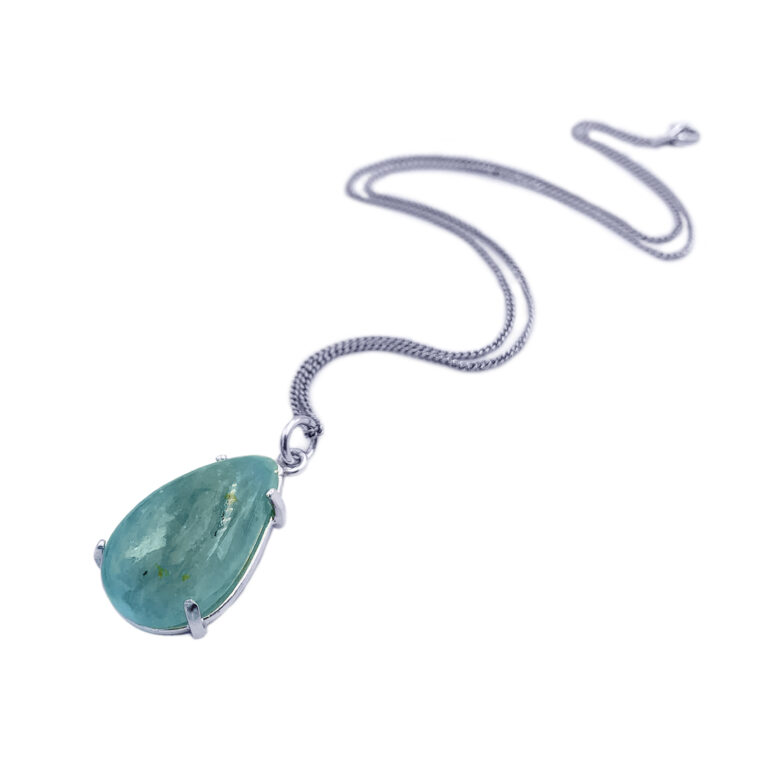 Χειροποίητο μενταγιόν με Ακουαμαρίνα (Aquamarine δάκρυ 2,5 Χ 1,6 cm) από ασήμι 925°
