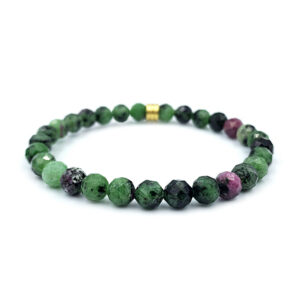 Χειροποίητο βραχιόλι Ζωισίτης με Ρουμπίνι (6mm ταγέ)
