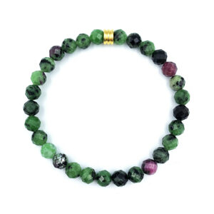 Χειροποίητο βραχιόλι Ζωισίτης με Ρουμπίνι 6mm ταγέ eGAIA.gr