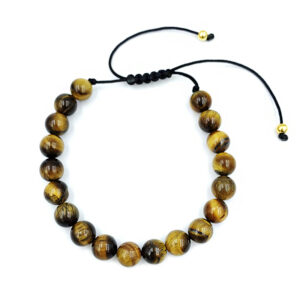 Χειροποίητο Βραχιόλι Macrame Μάτι της Τίγρης 8mm eGAIA.gr
