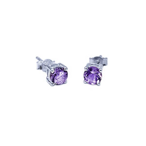 Χειροποίητα ασημένια σκουλαρίκια Αμέθυστος 0,5cm eGAIA,gr