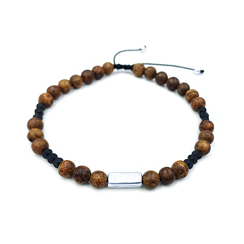 Χειροποίητο ανδρικό βραχιόλι Καφέ Αχάτης και Αιματίτης eGAIA.gr