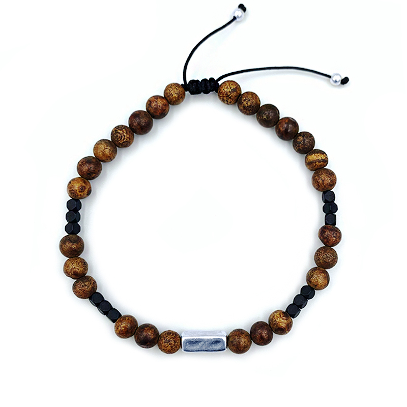 Χειροποίητο ανδρικό βραχιόλι Καφέ Αχάτης και Αιματίτης eGAIA.gr