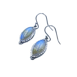 Χειροποίητα ασημένια σκουλαρίκια με Φεγγαρόπετρα (Moonstone) ναβέτα eGAIA.gr
