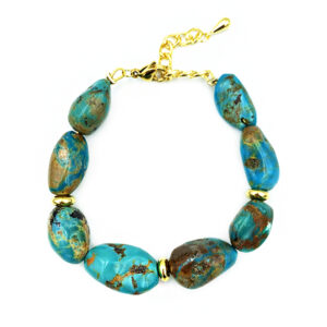 Χειροποίητο βραχιόλι με Τιρκουάζ (Turquoise) βότσαλο – Ο λίθος του έρωτα