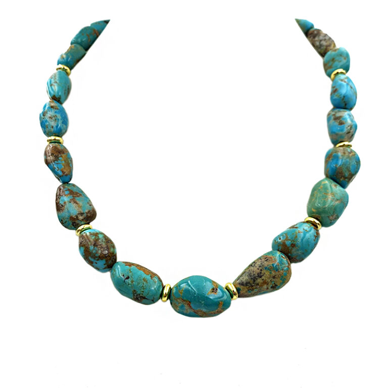 Χειροποίητο κολιέ με Τιρκουάζ (Turquoise) βότσαλο – Ο λίθος του έρωτα