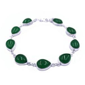 Χειροπoίητο ασημένιο βραχιόλι με Πράσινη Αβεντουρίνη δάκρυ – Ο λίθος της τύχης