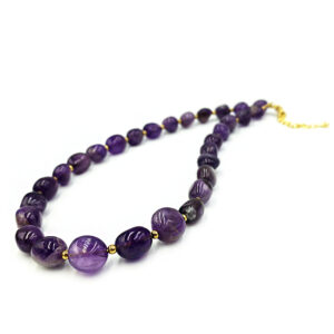 Χειροποίητο κολιέ Αμέθυστος (βότσαλο) – Ο λίθος της ηρεμίας και της πίστης