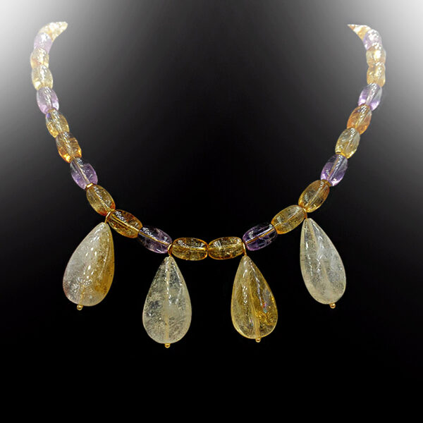 Χειροποίητο κολιέ Κιτρίνης (Citrine) και Αμέθυστος eGAIA.gr