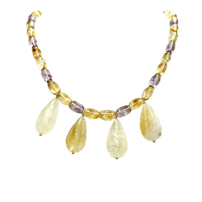 Χειροποίητο κολιέ Κιτρίνης (Citrine) και Αμέθυστος