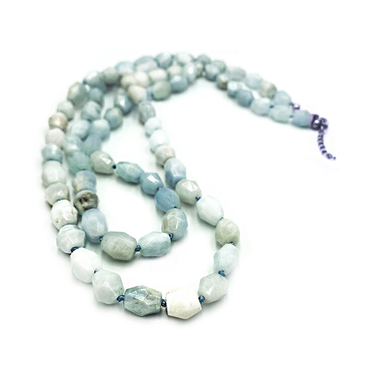 Χειροποίητο διπλό κολιέ με Ακουαμαρίνα (Aquamarine) – Ο λίθος της αφοσίωσης και της ανιδιοτελούς αγάπης