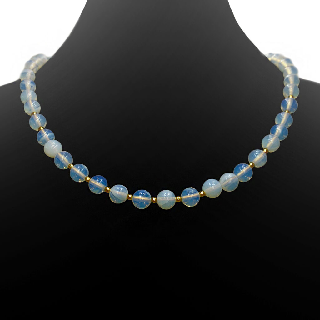 Χειροποίητο κολιέ με Φεγγαρόπετρα (Moonstone) 8mm eGAIA