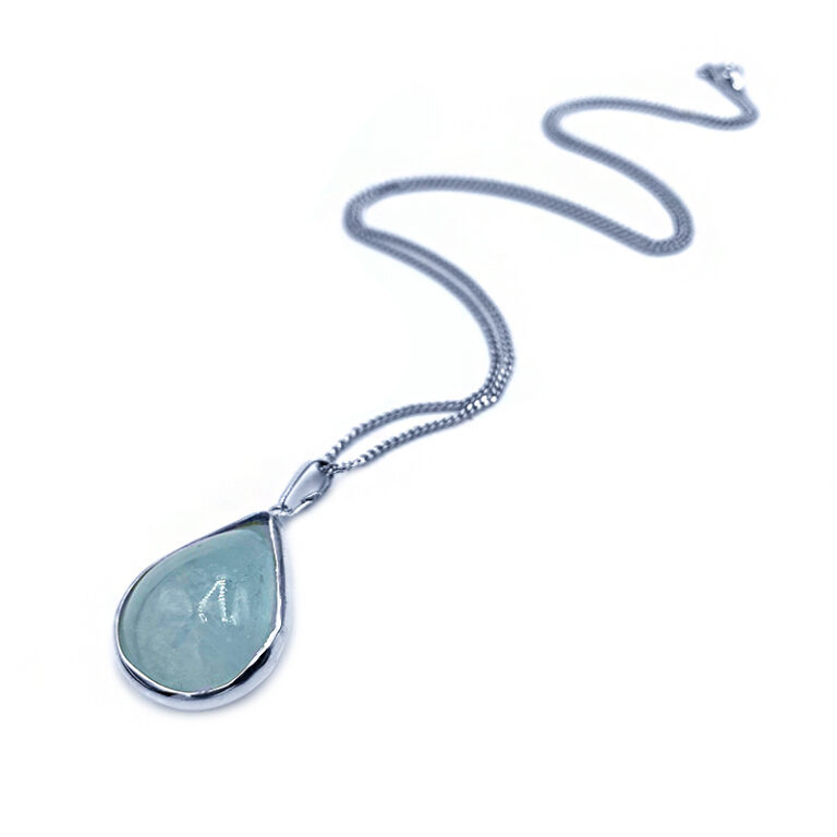 Μενταγιόν με Ακουαμαρίνα (Aquamarine) -δάκρυ- από ασήμι 925° – Ο λίθος της αφοσίωσης και της ανιδιοτελούς αγάπης
