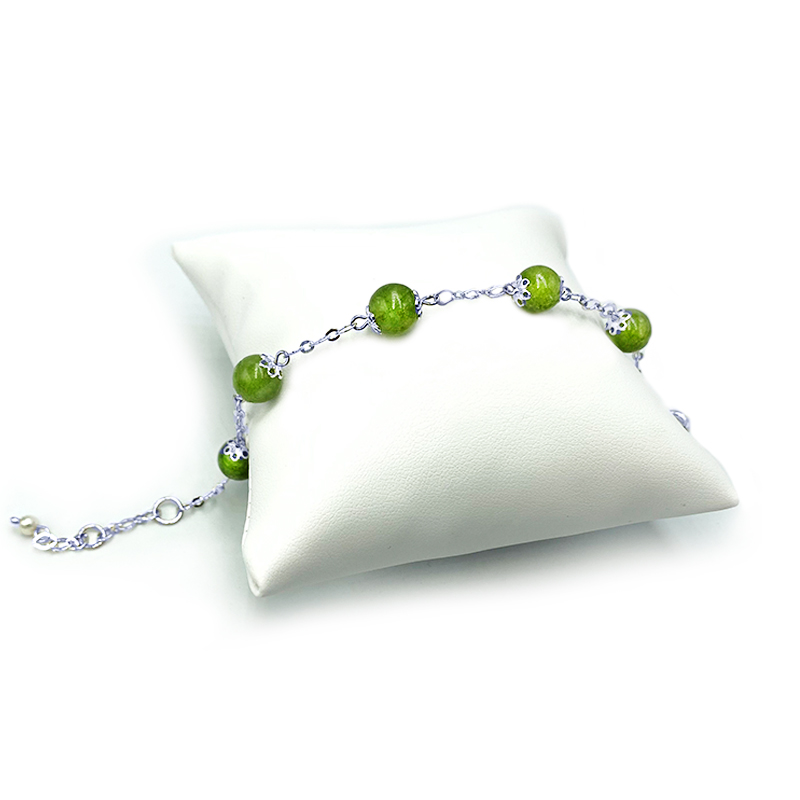 Χειροποίητο ασημένιο βραχιόλι Περίδοτο (Peridot) eGAIA.gr