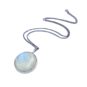 Ασημένιο χειροποίητο μενταγιόν Φεγγαρόπετρα (Moonstone) eGAIA.gr