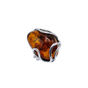 Χειροποίητο ασημένιο δαχτυλίδι με Κεχριμπάρι (2,5 Χ 1,8cm) eGAIA.gr