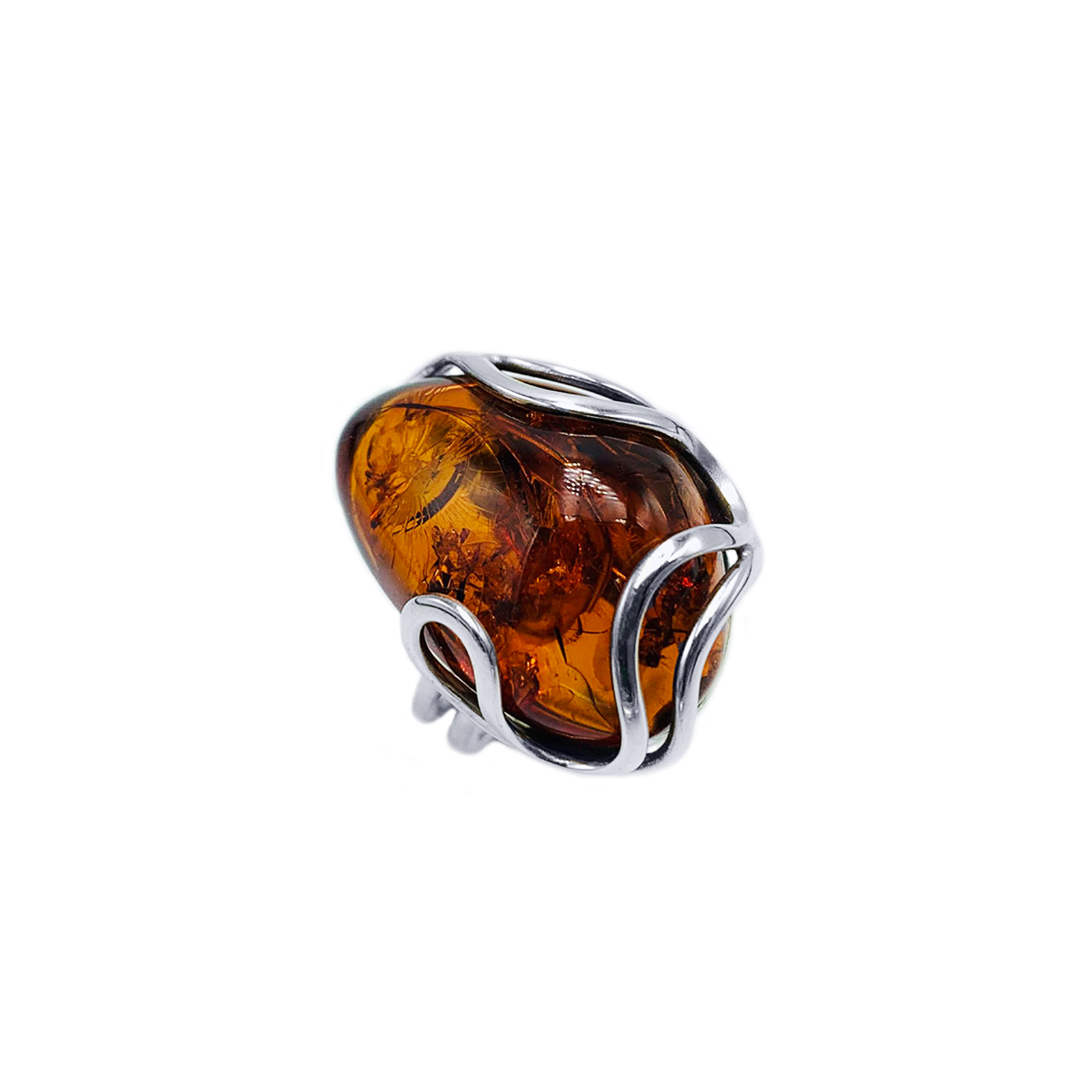 Χειροποίητο ασημένιο δαχτυλίδι με Κεχριμπάρι (2,5 Χ 1,8cm) eGAIA.gr