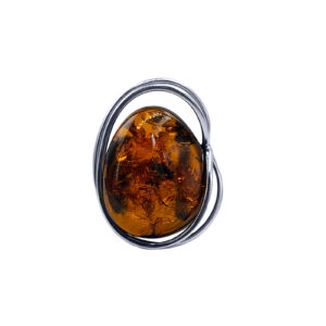 Χειροποίητο ασημένιο δαχτυλίδι με Κεχριμπάρι (2,4 Χ 2,0cm) eGAIA.gr