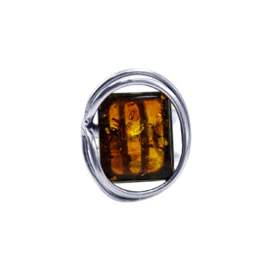 Χειροποίητο ασημένιο δαχτυλίδι με Κεχριμπάρι (1,7 Χ 1,4cm) eGAIA.gr