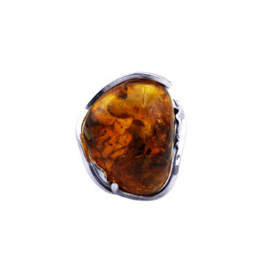 Χειροποίητο ασημένιο δαχτυλίδι με Κεχριμπάρι (2,0 Χ 1,7cm) eGAIA.gr