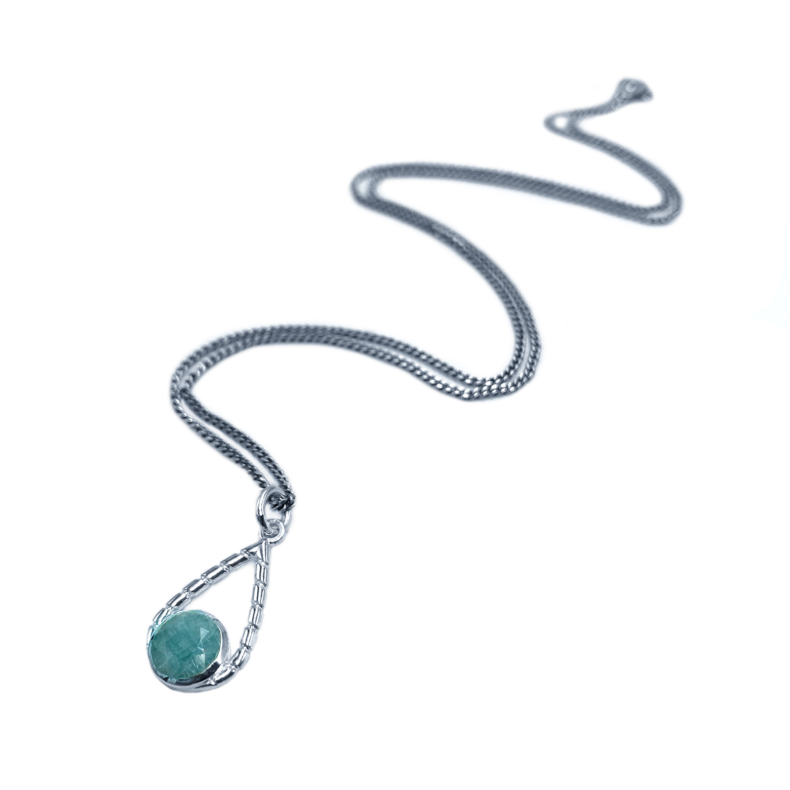 Χειροποίητο ασημένιο Μενταγιόν με Ακουαμαρίνα (Aquamarine) eGAIA.gr