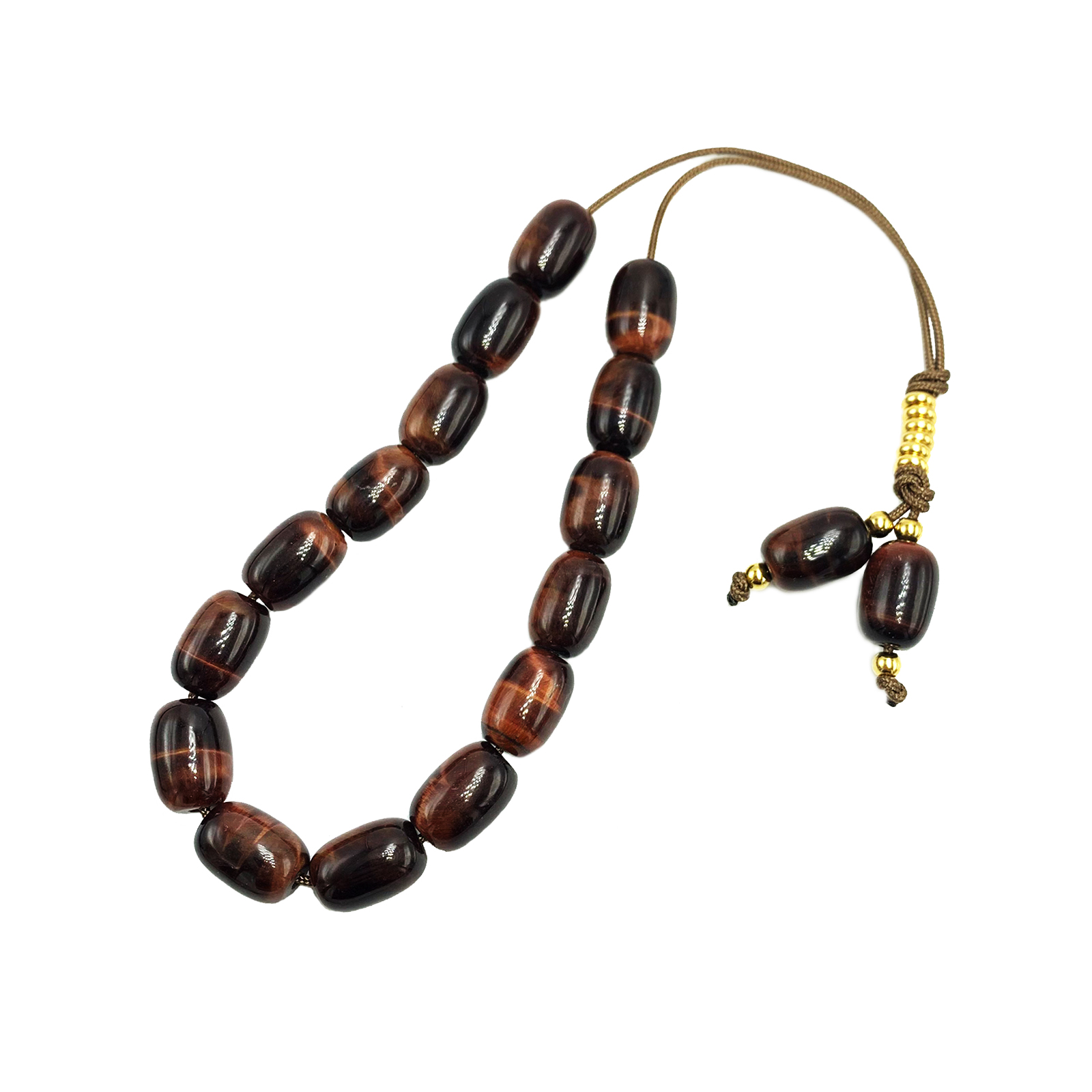 Χειροποίητο κομπολόι Κόκκινο Μάτι της Τίγρης (βαρελάκι) eGAIA