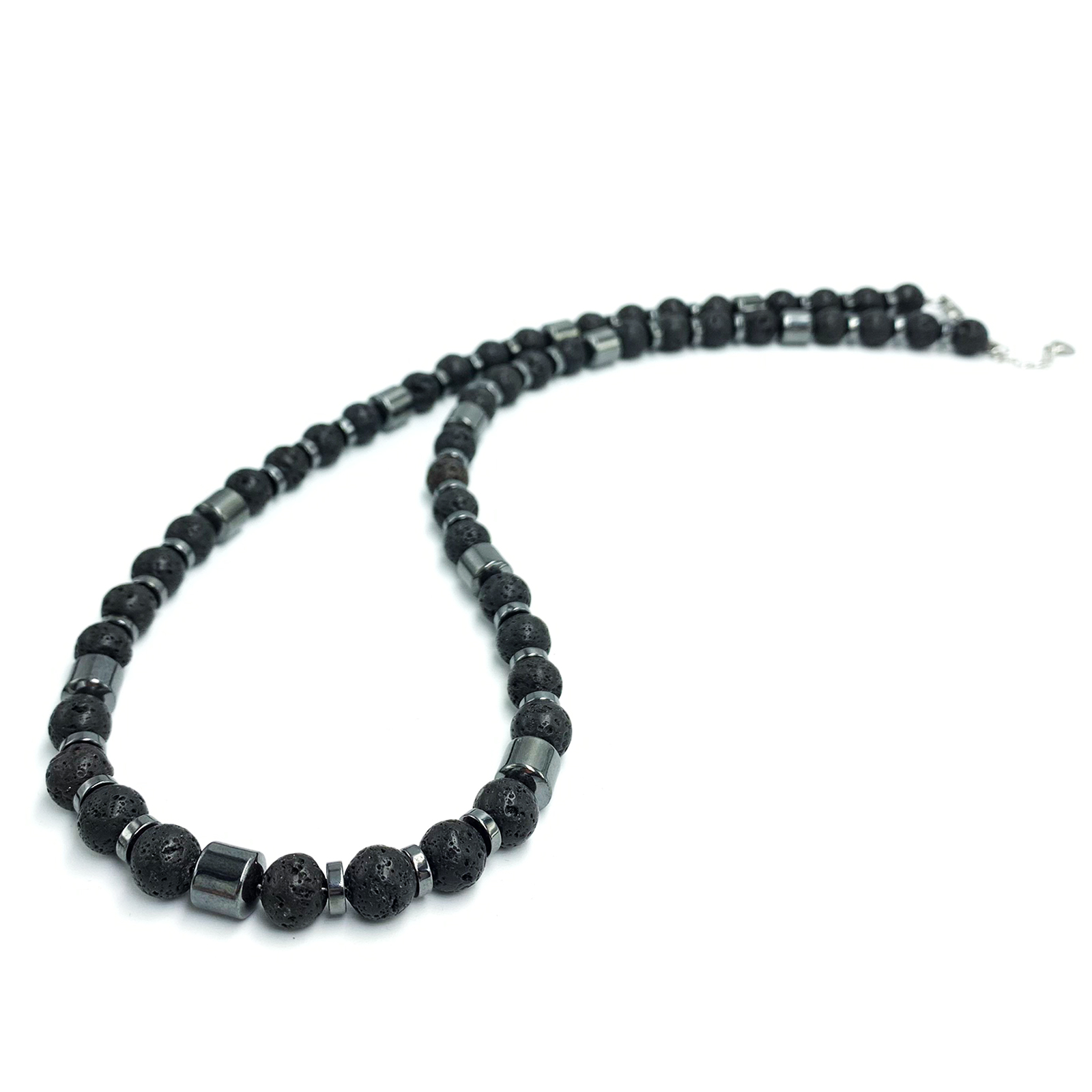 Χειροποίητο ανδρικό κολιέ Λάβα και Αίματίτης eGAIA