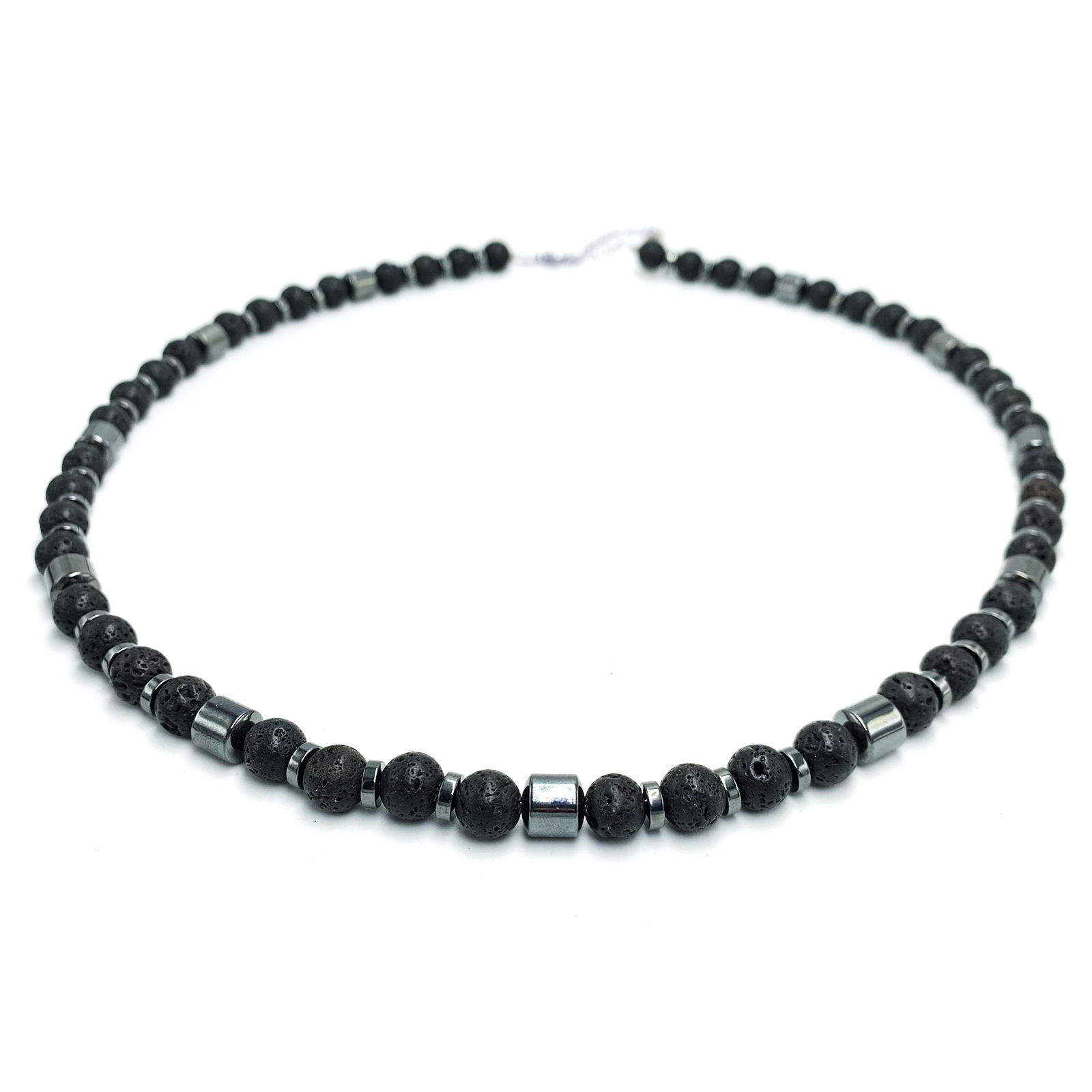 Χειροποίητο ανδρικό κολιέ Λάβα και Αίματίτης eGAIA