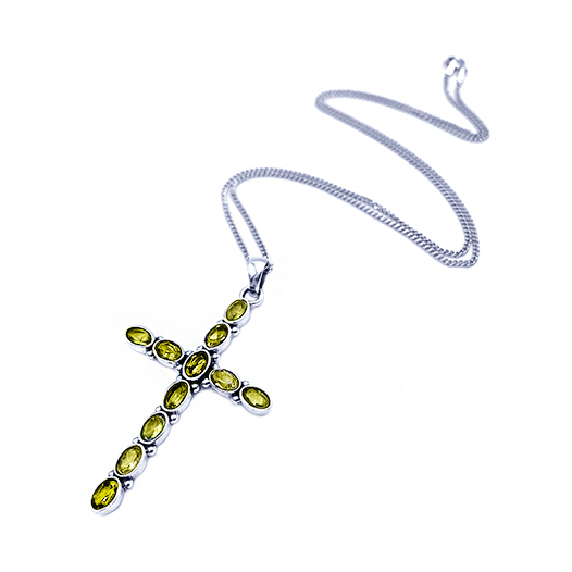 Χειροποίητος Ασημένιος Σταυρός Κιτρίνης (Citrine) eGAIA