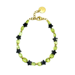 Χειροποίητο βραχιόλι Περίδοτο (Peridot) και Μαύρος Όνυχας eGAIA