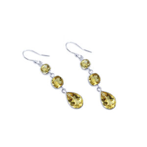 Χειροποίητα ασημένια σκουλαρίκια Κιτρίνης (Citrine) eGAIA