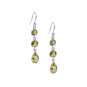 Χειροποίητα ασημένια σκουλαρίκια Κιτρίνης (Citrine) eGAIA