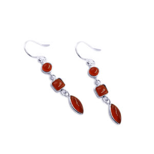 Χειροποίητα ασημένια σκουλαρίκια με Καρνεόλη (τριπλά) eGAIA