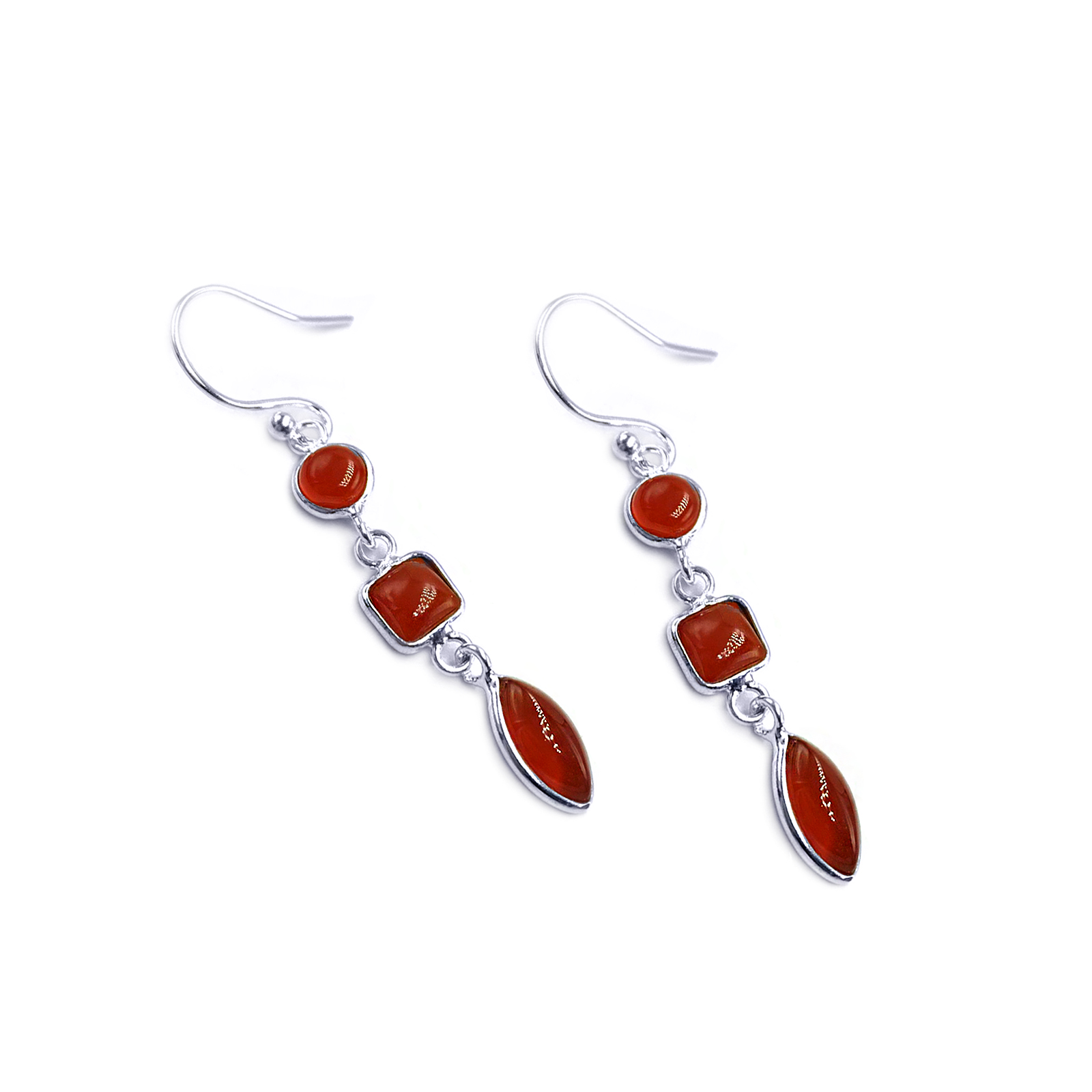 Χειροποίητα ασημένια σκουλαρίκια με Καρνεόλη (τριπλά) eGAIA