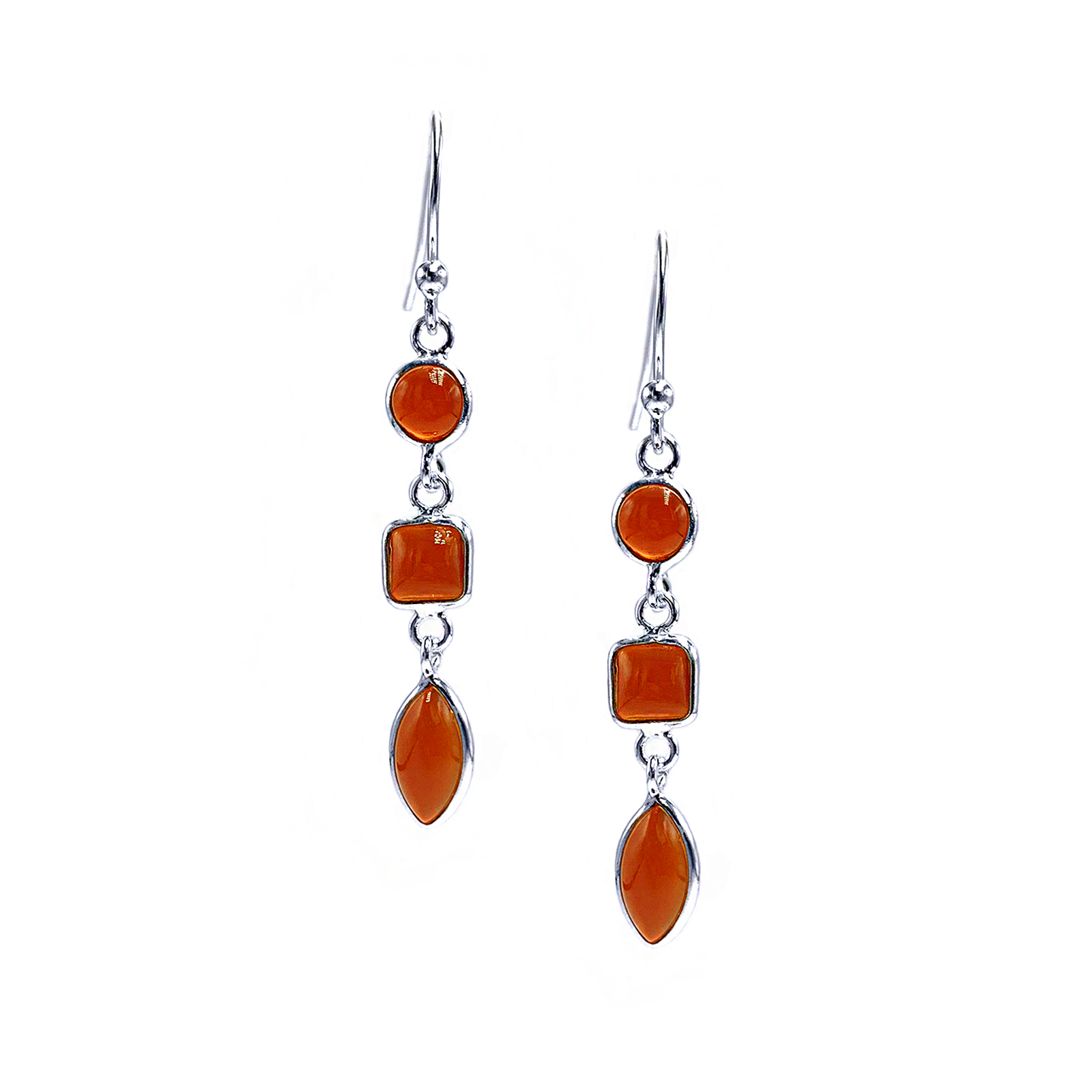 Χειροποίητα ασημένια σκουλαρίκια με Καρνεόλη (τριπλά) eGAIA