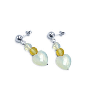 Χειροποίητα ασημένια σκουλαρίκια Φεγγαρόπετρα (Moonstone) και Κιτρίνης (Citrine)