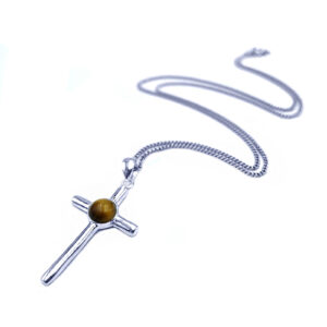 Χειροποίητος ασημένιος σταυρός Μάτι της Τίγρης – Ο λίθος κατά της αρνητικότητας